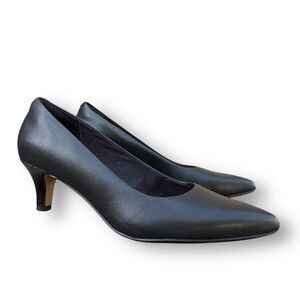 Clarks Linvale Jerica Black Leather Pumps Business Dress Women's size 8 W Heels